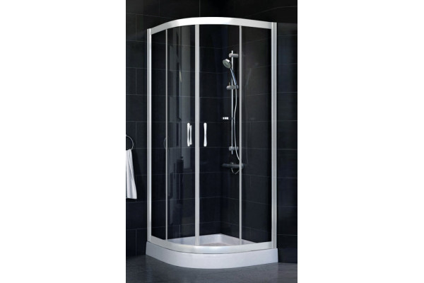 Душевой уголок Vegas Glass ZS-F 80*90 01 01 стекло прозрачное, 80х90, четверть круга, двери раздвижные