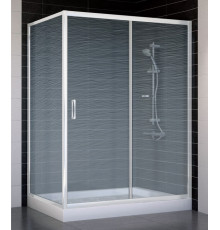 Душевой уголок Vegas Glass ZP+ZPV 140*80 01 02 стекло шиншилла, 140x80, прямоугольный, двери раздвижные
