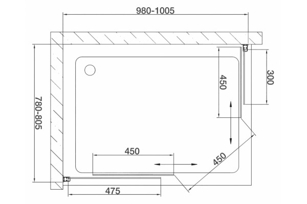 Душевой уголок Vegas Glass ZA-F 80*100 09 01 стекло прозрачное, 80x100, прямоугольный, двери раздвижные