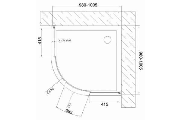 Душевой уголок Vegas Glass ZS 0100 05 05 стекло бронза, 100, четверть круга, двери раздвижные