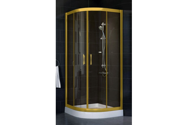 Душевой уголок Vegas Glass ZS-F 80*90 09 05 стекло бронза, 80х90, четверть круга, двери раздвижные