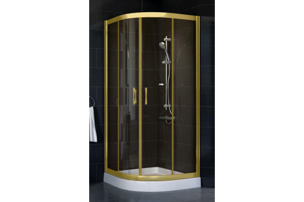 Душевой уголок Vegas Glass ZS-F 80*100 09 05 стекло бронза, 80х100, четверть круга, двери раздвижные