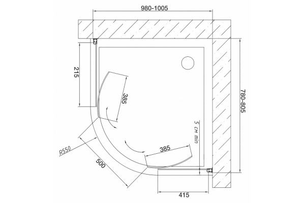 Душевой уголок Vegas Glass ZS-F 80*100 09 05 стекло бронза, 80х100, четверть круга, двери раздвижные