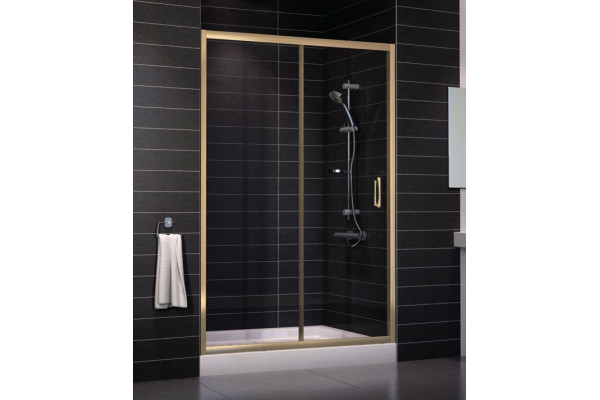 Душевая дверь в нишу Vegas Glass ZP 0130 05 01 стекло прозрачное, 130, раздвижная, профиль бронза