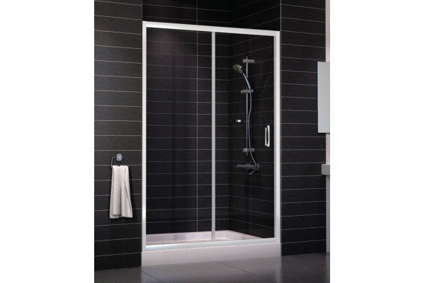Душевая дверь в нишу Vegas Glass ZP 0130 01 01 стекло прозрачное, 130, раздвижная, профиль белый