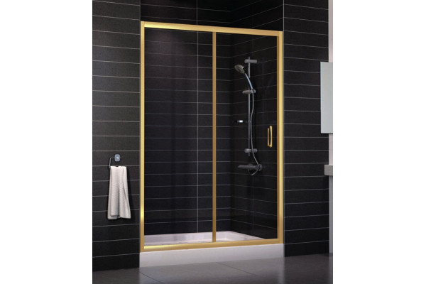 Душевая дверь в нишу Vegas Glass ZP 0135 09 01 стекло прозрачное, 135, раздвижная, профиль золото