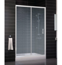 Душевая дверь в нишу Vegas Glass ZP 0125 01 02 стекло шиншилла, 125, раздвижная, профиль белый