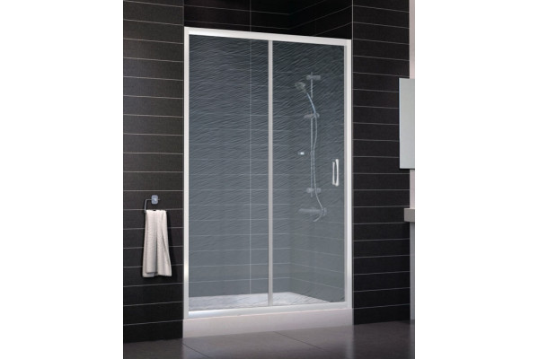 Душевая дверь в нишу Vegas Glass ZP 0125 01 02 стекло шиншилла, 125, раздвижная, профиль белый