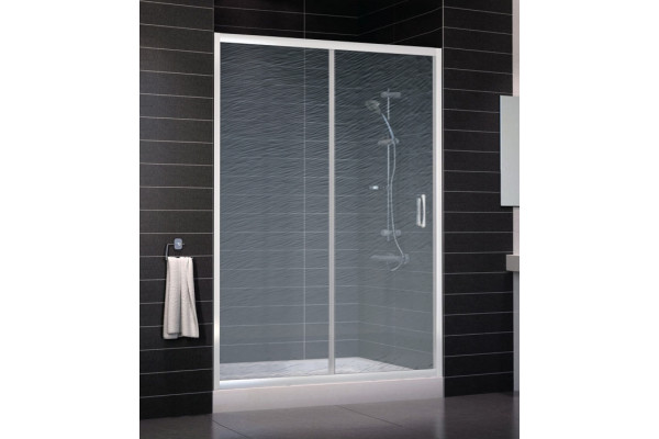 Душевая дверь в нишу Vegas Glass ZP 0140 01 02 стекло шиншилла, 140, раздвижная, профиль белый