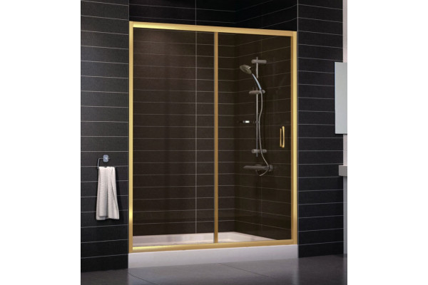 Душевая дверь в нишу Vegas Glass ZP 0160 09 05 стекло бронза, 160, раздвижная, профиль золото
