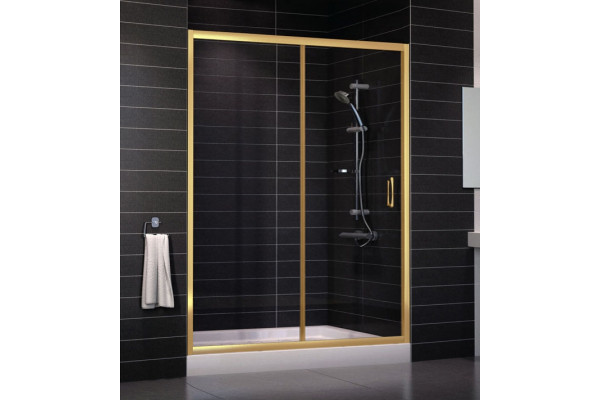 Душевая дверь в нишу Vegas Glass ZP 0150 09 01 стекло прозрачное, 150, раздвижная, профиль золото