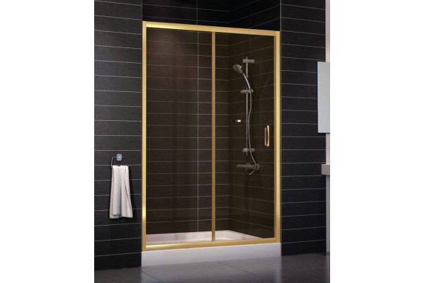 Душевая дверь в нишу Vegas Glass ZP 0130 09 05 стекло бронза, 130, раздвижная, профиль золото
