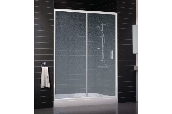 Душевая дверь в нишу Vegas Glass ZP 0150 01 02 стекло шиншилла, 150, раздвижная, профиль белый