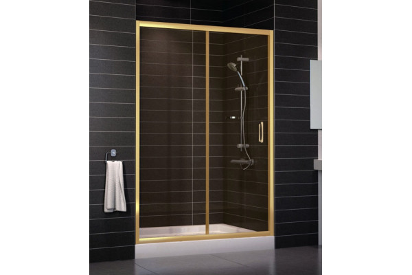 Душевая дверь в нишу Vegas Glass ZP 0135 09 05 стекло бронза, 135, раздвижная, профиль золото