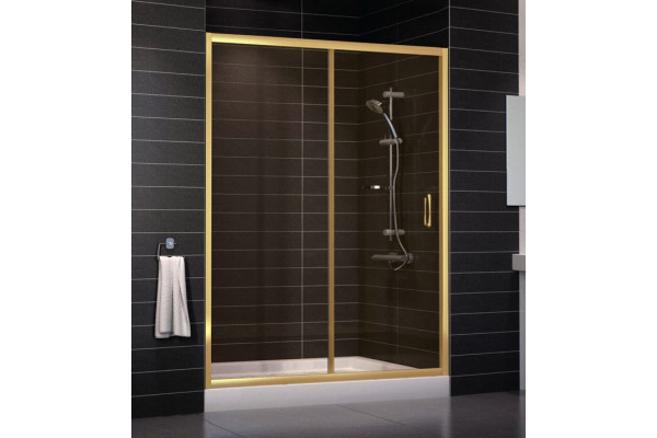 Душевая дверь в нишу Vegas Glass ZP 0150 09 05 стекло бронза, 150, раздвижная, профиль золото