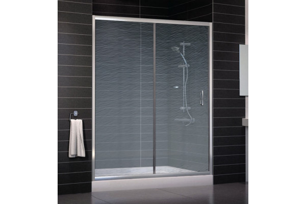 Душевая дверь в нишу Vegas Glass ZP 0160 08 02 стекло шиншилла, 160, раздвижная, профиль хром