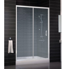 Душевая дверь в нишу Vegas Glass ZP 0130 01 02 стекло шиншилла, 130, раздвижная, профиль белый