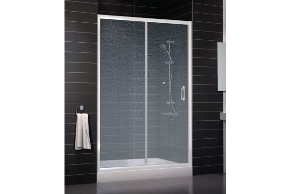 Душевая дверь в нишу Vegas Glass ZP 0130 01 02 стекло шиншилла, 130, раздвижная, профиль белый