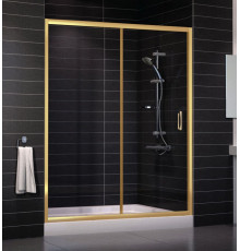 Душевая дверь в нишу Vegas Glass ZP 0160 09 01 стекло прозрачное, 160, раздвижная, профиль золото