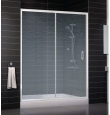 Душевая дверь в нишу Vegas Glass ZP 0160 01 02 стекло шиншилла, 160, раздвижная, профиль белый