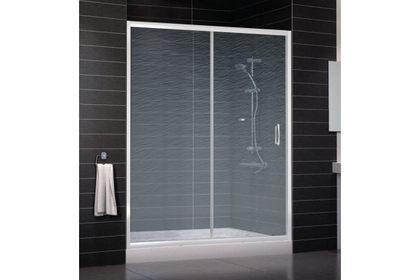 Душевая дверь в нишу Vegas Glass ZP 0160 01 02 стекло шиншилла, 160, раздвижная, профиль белый