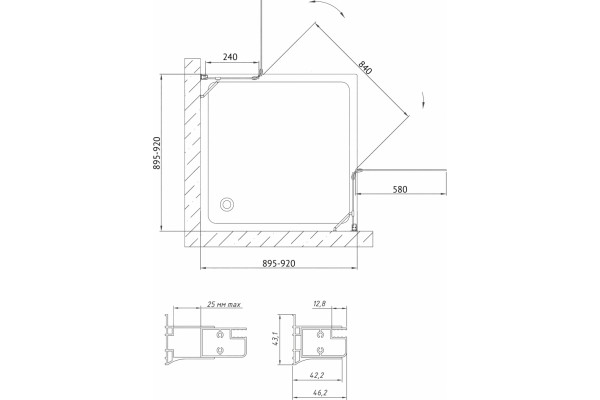 Душевой уголок Vegas Glass AFA 0090 01 01 стекло прозрачное, 90x90, квадратный, двери распашные