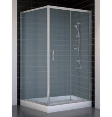 Душевой уголок Vegas Glass ZP+ZPV 100*100 07 10 профиль матовый хром, стекло сатин, квадратный, двери раздвижные