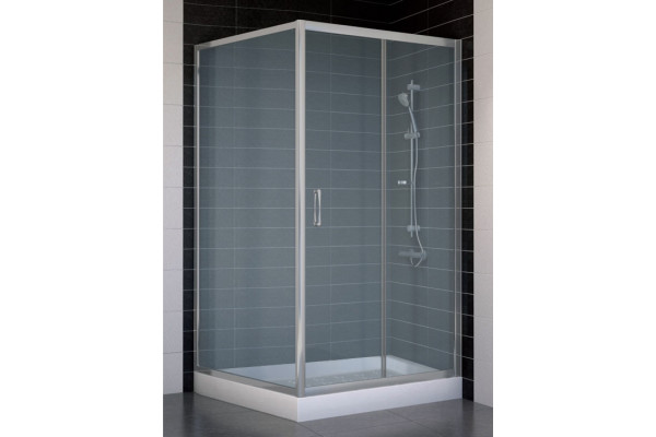 Душевой уголок Vegas Glass ZP+ZPV 100*100 07 10 профиль матовый хром, стекло сатин, квадратный, двери раздвижные