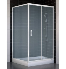 Душевой уголок Vegas Glass ZP+ZPV 100*100 01 10 профиль белый, стекло сатин, квадратный, двери раздвижные