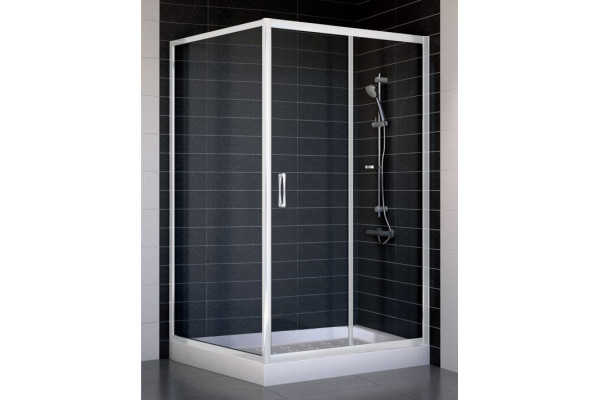 Душевой уголок Vegas Glass ZP+ZPV 110*100 01 01 профиль белый, стекло прозрачное, прямоугольный, двери раздвижные