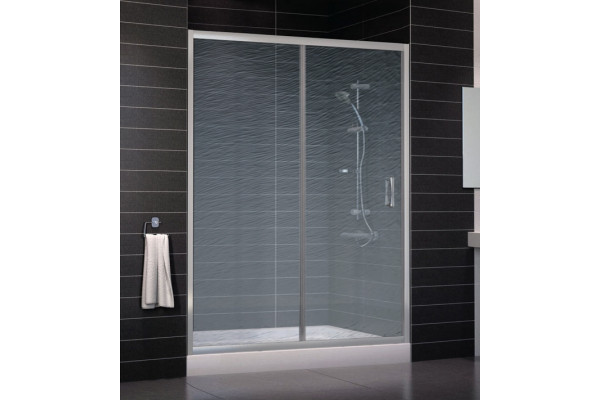 Душевая дверь в нишу Vegas Glass ZP 0150 07 02 профиль матовый хром, стекло шиншилла, раздвижная