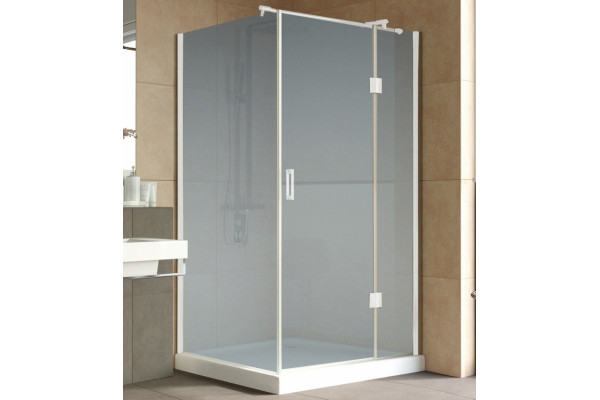Душевой уголок Vegas Glass AFP-Fis Lux 120*100 01 10 R профиль белый, стекло сатин, прямоугольный, двери распашные
