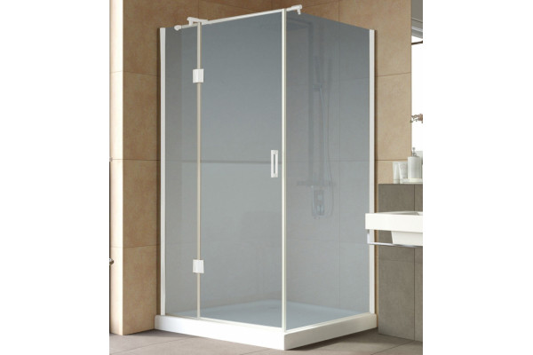 Душевой уголок Vegas Glass AFP-Fis Lux 120*100 01 10 L профиль белый, стекло сатин, прямоугольный, двери распашные