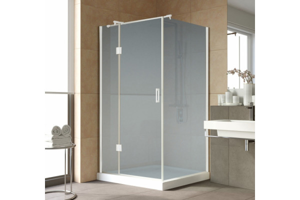 Душевой уголок Vegas Glass AFP-Fis Lux 120*100 01 10 L профиль белый, стекло сатин, прямоугольный, двери распашные