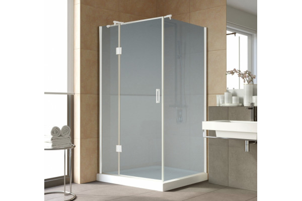 Душевой уголок Vegas Glass AFP-Fis Lux 120*90 01 10 L профиль белый, стекло сатин, прямоугольный, двери распашные