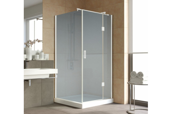 Душевой уголок Vegas Glass AFP-Fis Lux 0100 01 10 R профиль белый, стекло сатин, квадратный, двери распашные