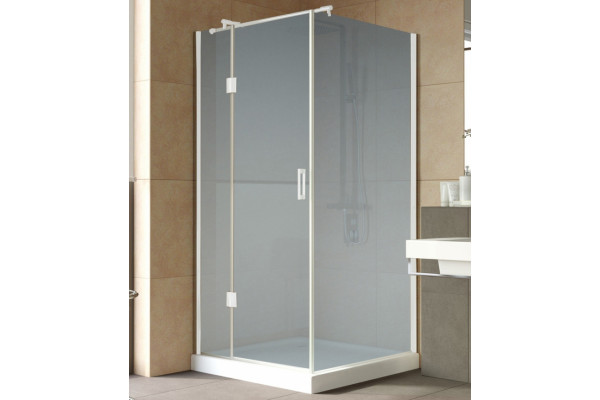Душевой уголок Vegas Glass AFP-Fis Lux 0100 01 10 L профиль белый, стекло сатин, квадратный, двери распашные