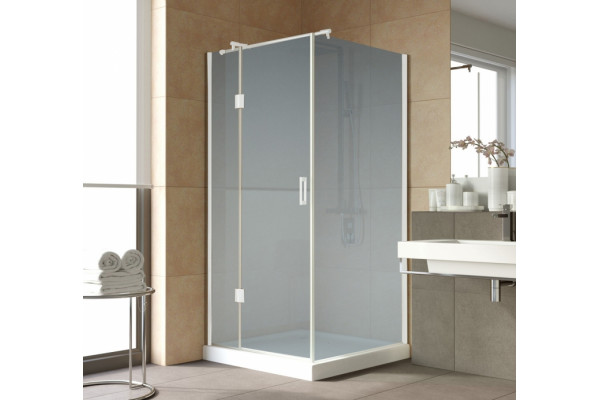 Душевой уголок Vegas Glass AFP-Fis Lux 0100 01 10 L профиль белый, стекло сатин, квадратный, двери распашные