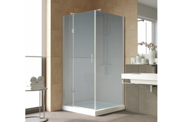 Душевой уголок Vegas Glass AFP-Fis Lux 0100 07 10 L профиль матовый хром, стекло сатин, квадратный, двери распашные