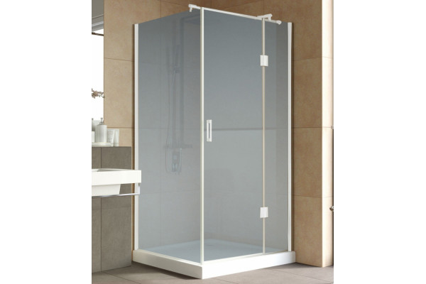 Душевой уголок Vegas Glass AFP-Fis Lux 100*90 01 10 R профиль белый, стекло сатин, прямоугольный, двери распашные