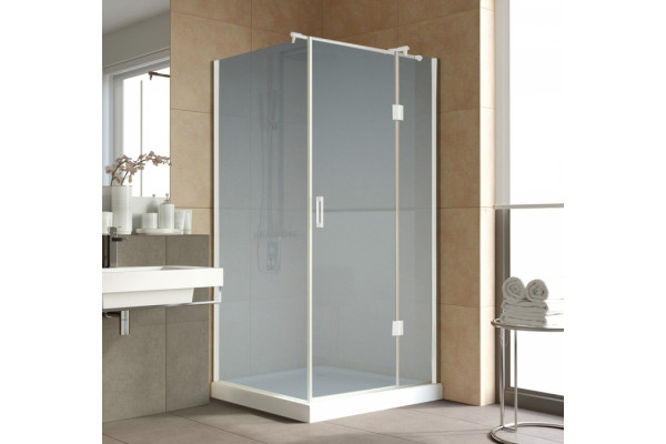 Душевой уголок Vegas Glass AFP-Fis Lux 100*90 01 10 R профиль белый, стекло сатин, прямоугольный, двери распашные