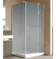Душевой уголок Vegas Glass AFP-Fis Lux 100*90 07 10 R профиль матовый хром, стекло сатин, прямоугольный, двери распашные
