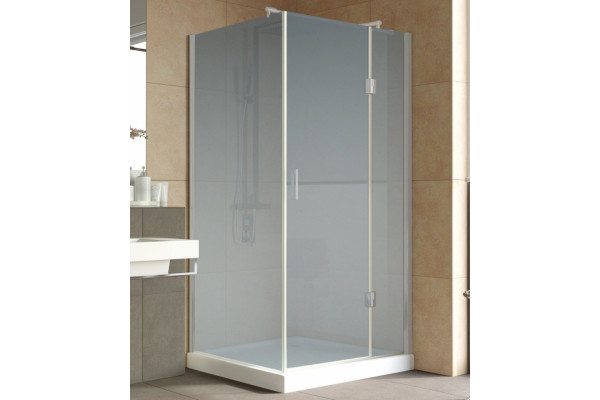 Душевой уголок Vegas Glass AFP-Fis Lux 100*90 07 10 R профиль матовый хром, стекло сатин, прямоугольный, двери распашные