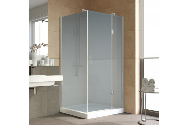 Душевой уголок Vegas Glass AFP-Fis Lux 100*90 07 10 R профиль матовый хром, стекло сатин, прямоугольный, двери распашные