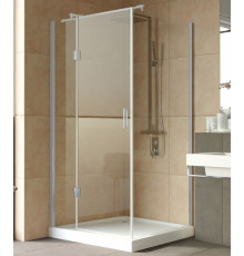 Душевой уголок Vegas Glass AFP-Fis Lux 100*90 07 01 L профиль матовый хром, стекло прозрачное, квадратный, двери распашные