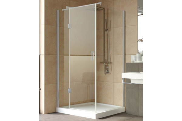 Душевой уголок Vegas Glass AFP-Fis Lux 100*90 07 01 L профиль матовый хром, стекло прозрачное, квадратный, двери распашные