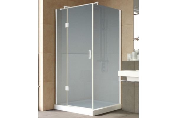 Душевой уголок Vegas Glass AFP-Fis Lux 100*90 01 10 L профиль белый, стекло сатин, квадратный, двери распашные