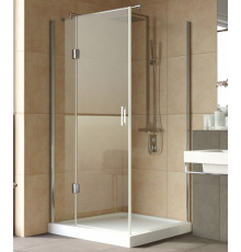 Душевой уголок Vegas Glass AFP-Fis Lux 100*90 08 01 L профиль глянцевый хром, стекло прозрачное, квадратный, двери распашные