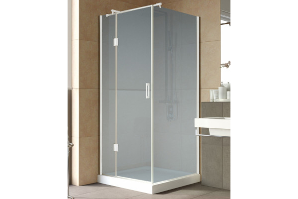 Душевой уголок Vegas Glass AFP-Fis Lux 0090 01 10 L профиль белый, стекло сатин, квадратный, двери распашные
