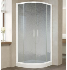 Душевой уголок Vegas Glass ZS 0090 01 02 профиль белый, стекло шиншилла, четверть круга, двери раздвижные